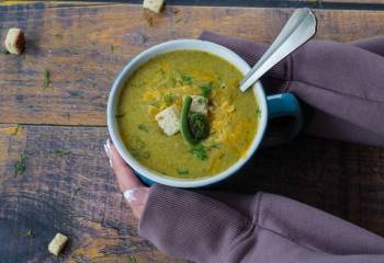 Cheesy Fiddlehead Soup