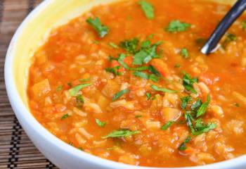 Spicy Sweet Potato, Vegetable And Rice Soup