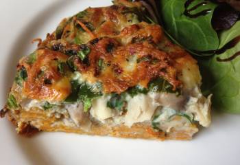 Mushroom And Spinach Quiche With A Sweet Potato Crust