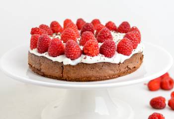 Raspberry Topped Chocolate Scan Bran Cake