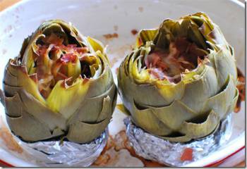 Baked Artichokes With Parmesan And Prosciutto Ham