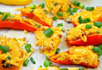 Buffalo Chicken Stuffed Mini Peppers (With Leftover Rotisserie Chicken)