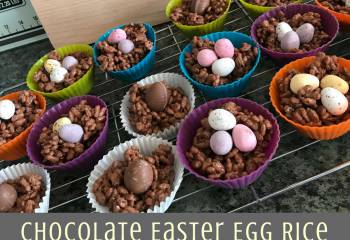 Chocolate Easter Egg Rice Crispy Nest Baskets