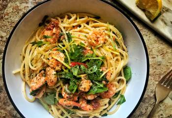 Spaghetti With Prawns, Lemon, Rocket And Chilli