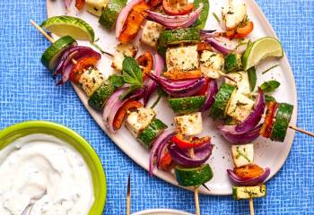 Minty Halloumi And Vegetable Kebabs