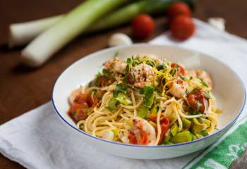 Leek, Prawn And Chilli Spaghetti