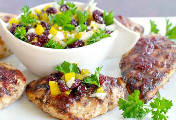 Grilled Glazed Maple Cranberry Chicken (With Cranberry Salsa)