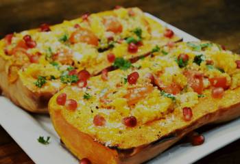 Quinoa, Parmesan & Spinach Stuffed Butternut Squash