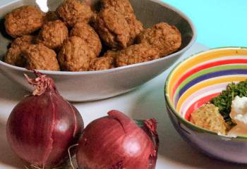 Veggie Meatballs With Onion And Mustard Sauce