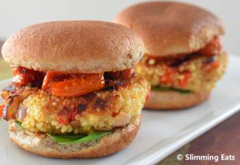 Roasted Red Pepper And Feta Quinoa Burgers