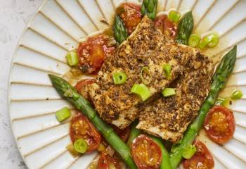 Cajun Baked Cod With Asparagus And Cherry Tomatoes