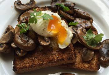 Sweet Chilli Mushrooms On Toast With Poached Egg And Parsley