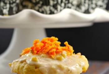 Carrot Cake Doughnut Muffins With Mascarpone Jam Filling, Orange Mocha Glaze & Candied Carrots