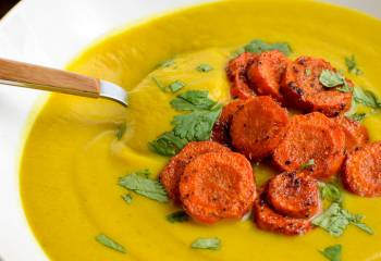 Golden Cauliflower Soup With Roasted Paprika Carrots