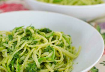 Zucchini And Linguine With Homemade Pesto