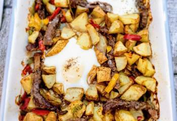 Steak &amp; Eggs Breakfast Tray Bake Recipe