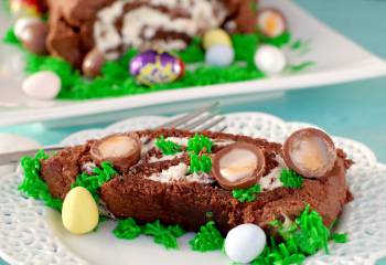Easter Creme Egg Chocolate Swiss Roll