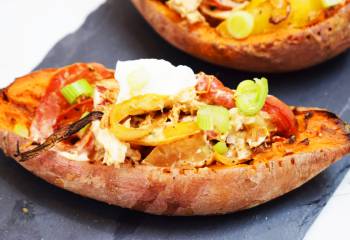 Creamy Cajun Chicken Stuffed Sweet Potato Skins