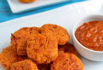 Cheesy Couscous Bites With Tomato Dip