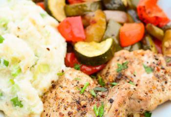 Black Pepper Chicken With Balsamic Roasted Vegetables