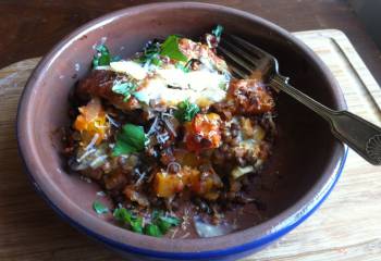 Lentil, Aubergine And Butternut Squash Bake