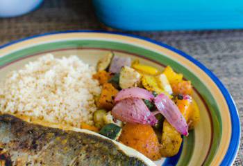 Pan-Fried Sea Bass With Sumac Roasted Vegetables