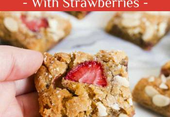 Chewy Chocolate Chip Cookie Bars With Strawberries
