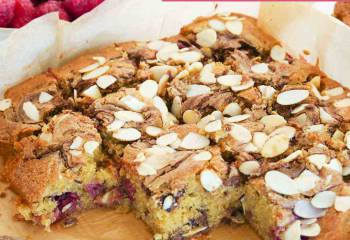 Raspberry Chocolate Traybake With Almonds