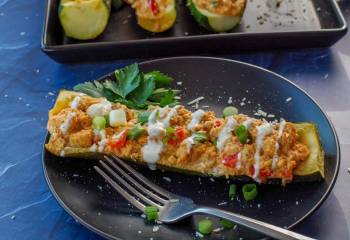 Buffalo Chicken Zucchini Boats