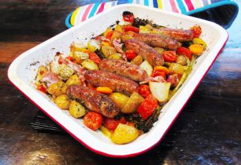 Seriously Simple Sausage & Bacon Traybake