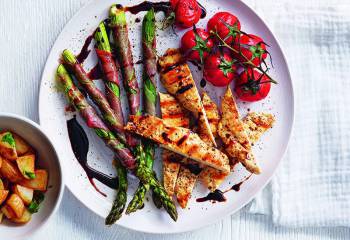 Asparagus Wrapped In Ham With Flat-Iron Chicken