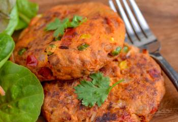 Red Pesto, Sweet Potato And Tuna Burgers