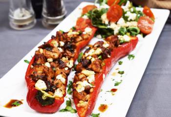 Balsamic Chicken & Feta Stuffed Peppers