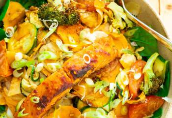 Easy Salmon Tray Bake &Amp; Veg Meal For One