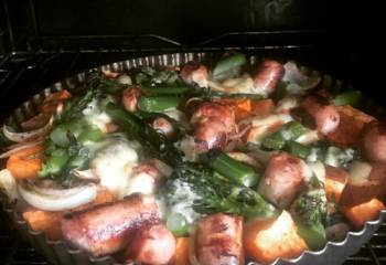 Sweet Potato, Broccoli And Sausage Bake