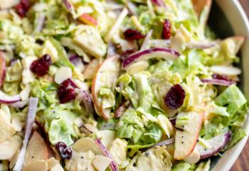 Brussels Sprouts Salad With Almonds, Apple And Cranberries