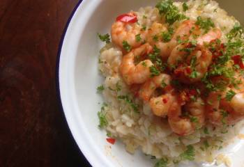 Citrus Risotto With Garlic Chilli Prawns