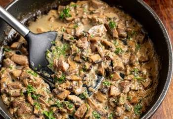 Creamy Garlic Mushrooms With Roasted Jacket Potatoes