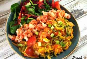 Syn Free Zesty Spiralized Butternut Squash, Carrot And Courgette With Fish