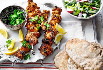 Chicken Tikka Kebab With Pitta And Chunky Salad