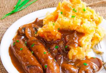 Sausages In Red Wine Gravy &Amp; Colcannon Mash