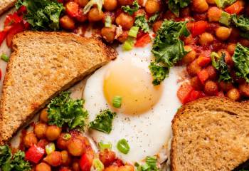 Chickpea, Egg And Kale Tray Bake