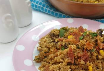 Cauliflower Fried Bacon Dirty Rice | Healthy Recipe