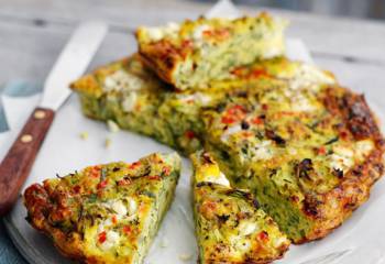Crustless Red Onion And Courgette Quiche