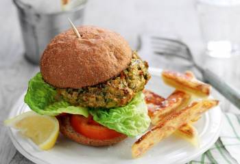 Curried Veggie Burger And Chips