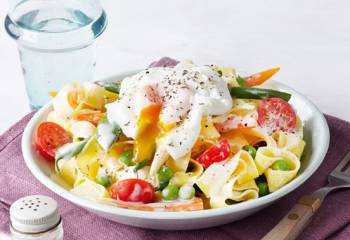 Veg Pappardelle With A Poached Egg