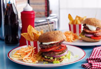 New York Bacon Burgers With Cajun Wedges