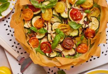 Roasted Vegetable And Pesto Tart